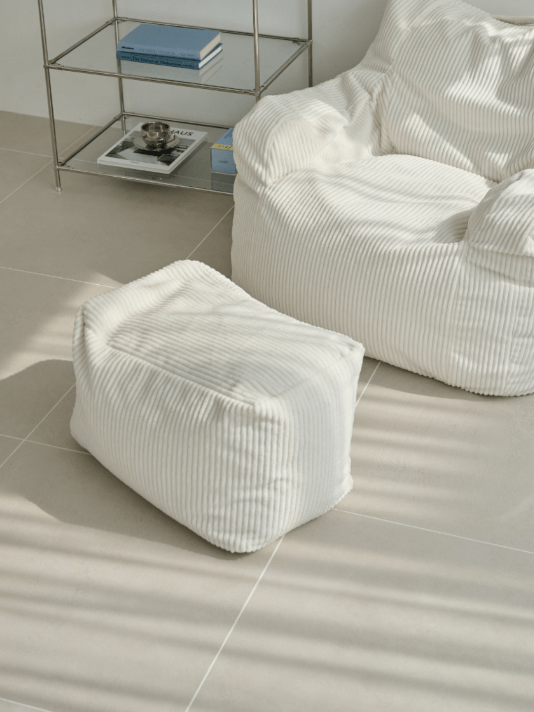 LOOSY 1人掛けビーズソファ IVORY +オッドマン LOOSY ビーズオットマン Ivory|スツール おしゃれ 一人暮らし