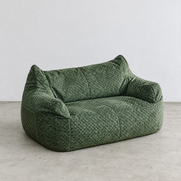 LOOSY 2人掛けビーズソファ Check Chenille -Green