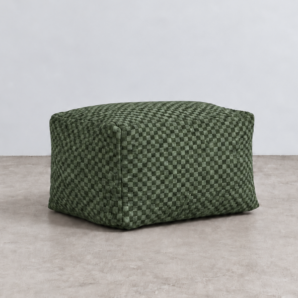 LOOSY ビーズオットマン Check Chenille -Green