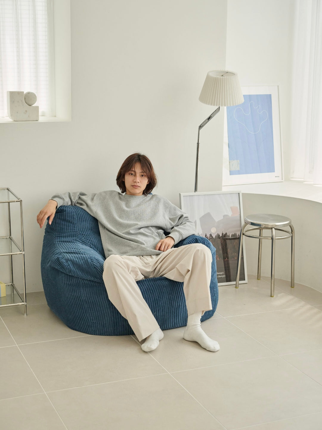 LOOSY 1人掛けビーズソファ Navy｜1人用ソファ おしゃれ 一人暮らし 二