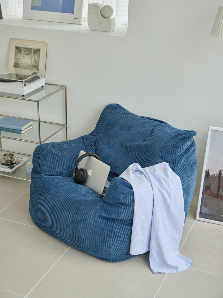 【美品】LOOSY HUGME 1人掛けビーズソファ ネイビー LOOSY HUGME 1人掛けビーズソファ ネイビー オットマン付き