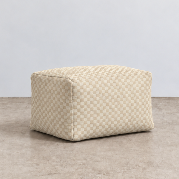 LOOSY ビーズオットマン Check Chenille -Ivory