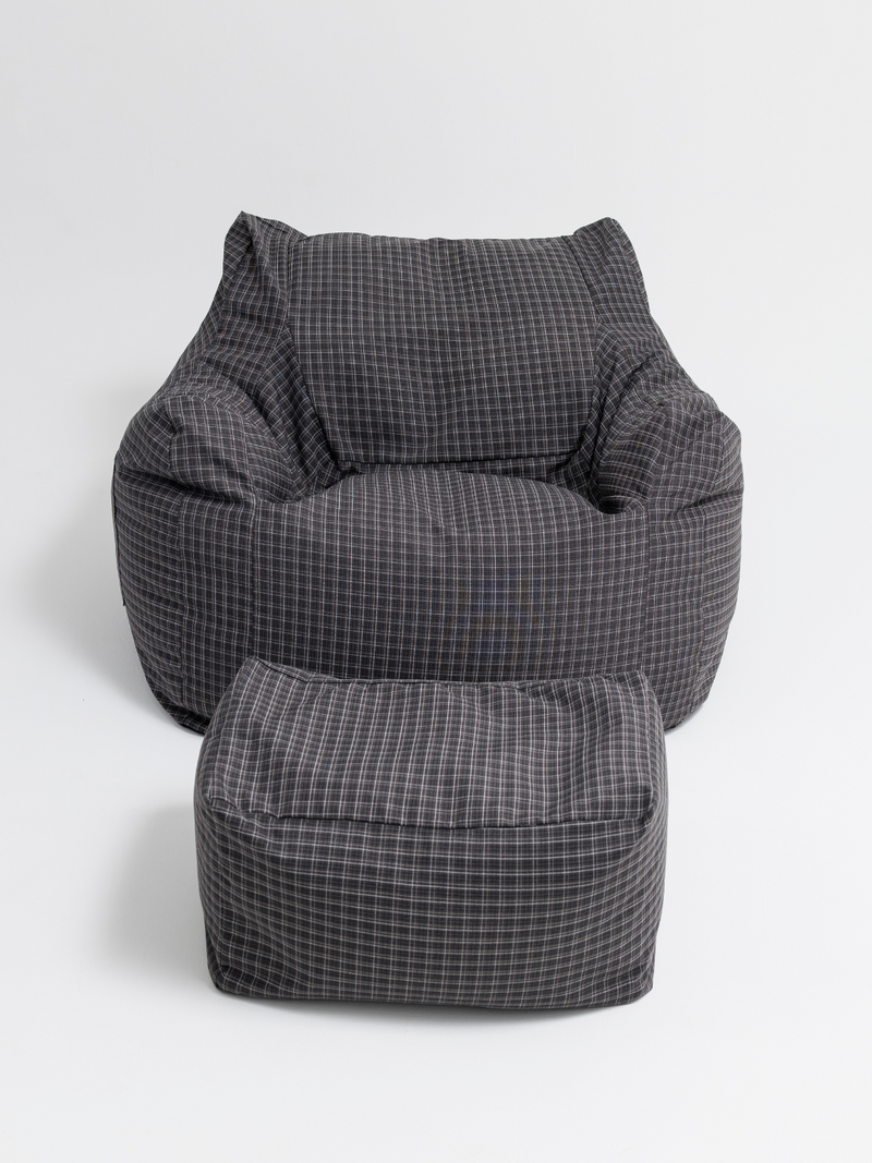 HUGME 1人掛けビーズソファ Charcoal Check