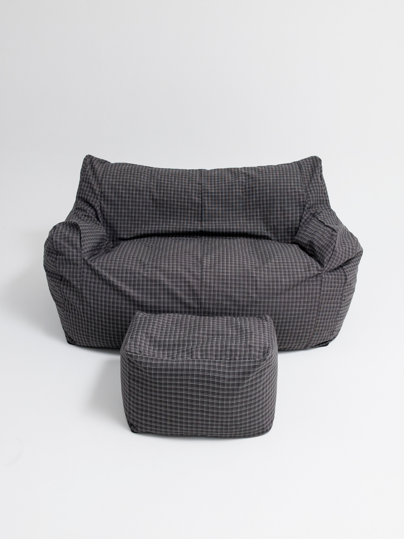 HUGME 2人掛けビーズソファ Charcoal Check