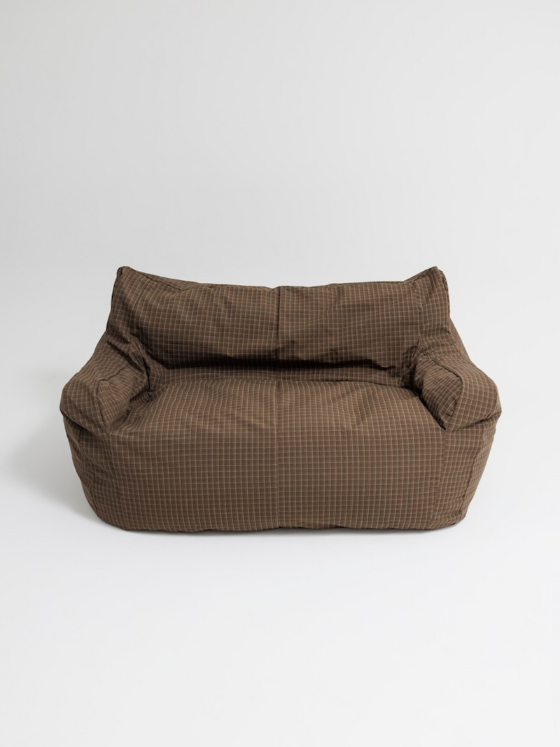 HUGME 2人掛けビーズソファ Brown Check