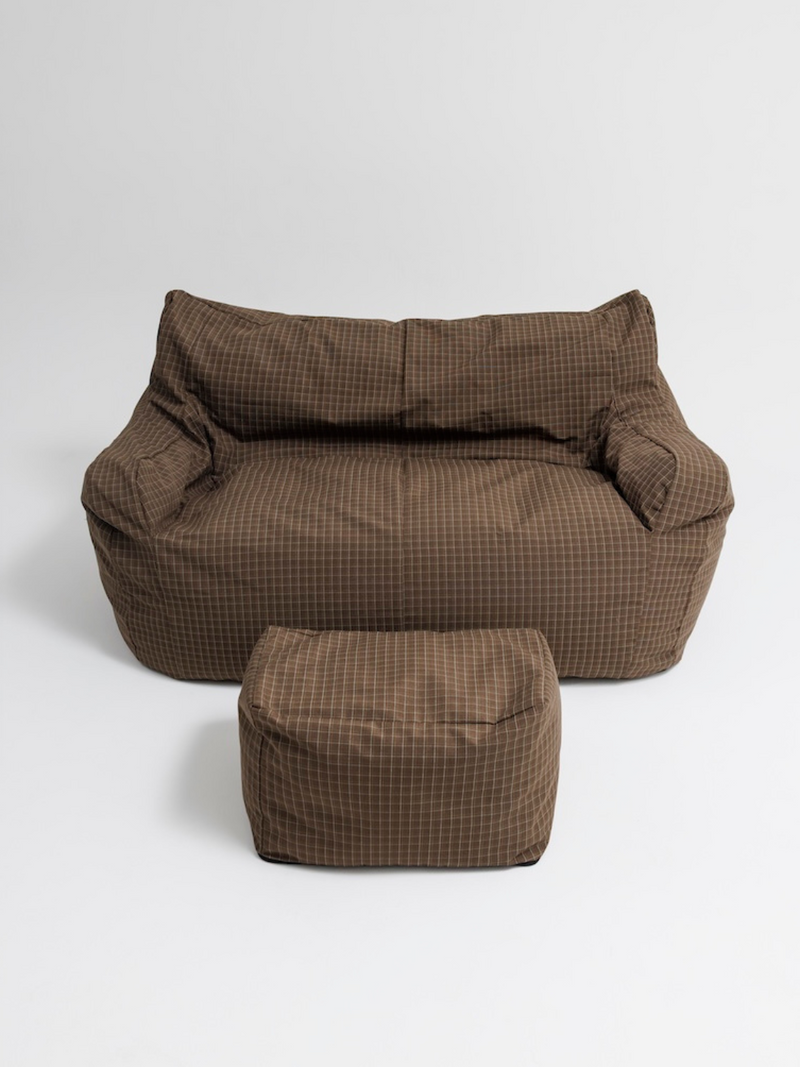 HUGME 2人掛けビーズソファ Brown Check
