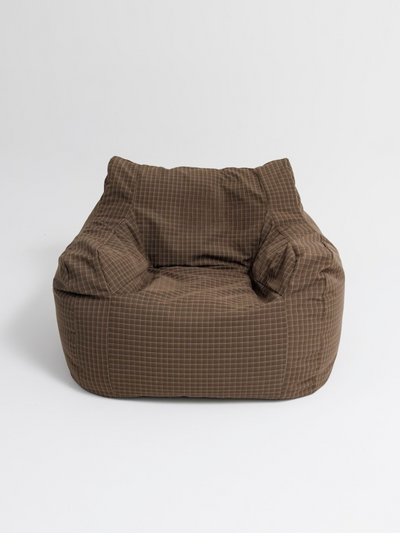 HUGME 1人掛けビーズソファ Brown Check