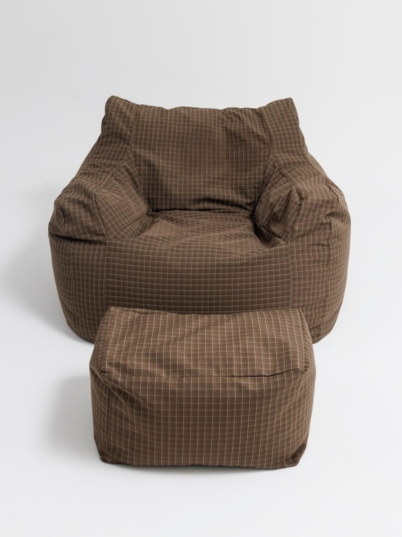 HUGME 1人掛けビーズソファ Brown Check