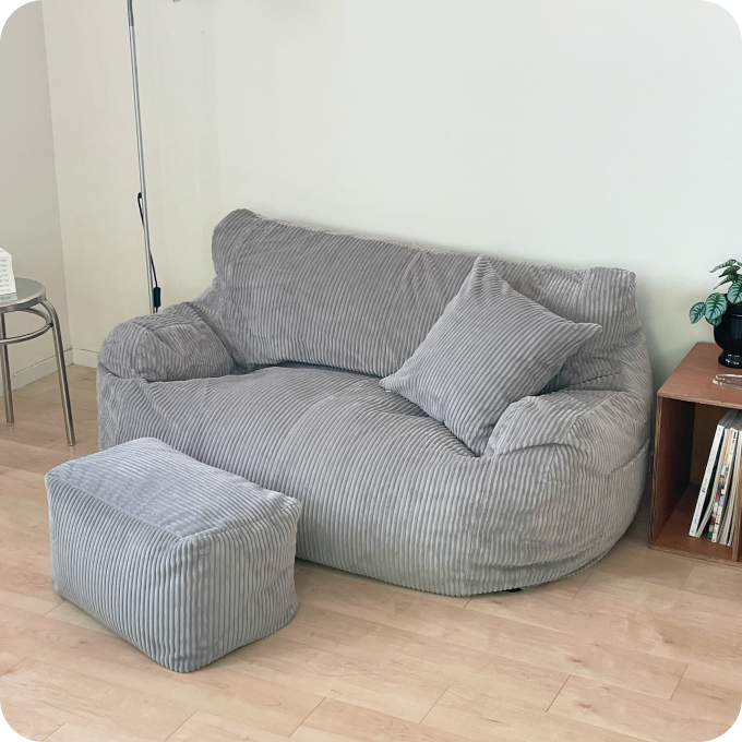 LOOSY 2人掛けビーズソファ Gray|2人用ソファ おしゃれ 一人暮らし 二 LOOSY 2人掛けビーズソファ Gray|2人用ソファ おしゃれ 一人暮らし 二