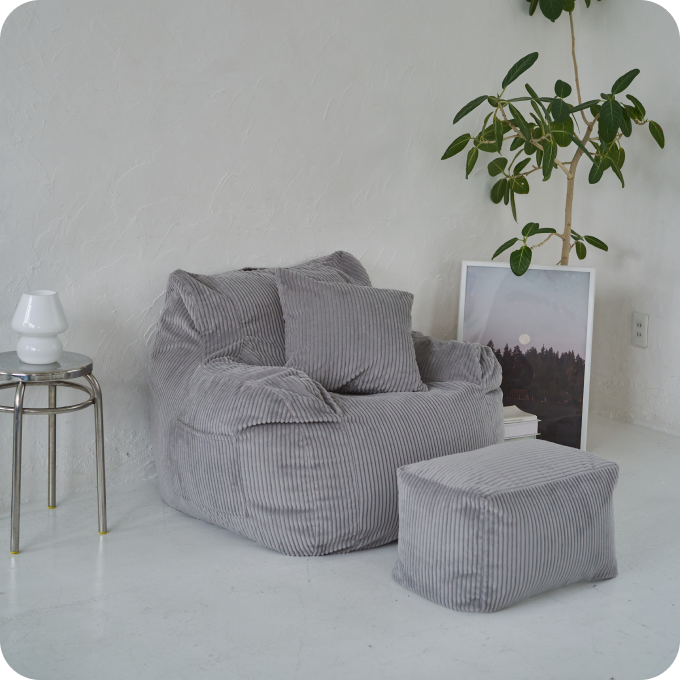 LOOSY 1人掛けビーズソファ 付替カバー Gray|1人用ソファ おしゃれ LOOSY 1人掛けビーズソファ 付替カバー Gray|1人用ソファ おしゃれ