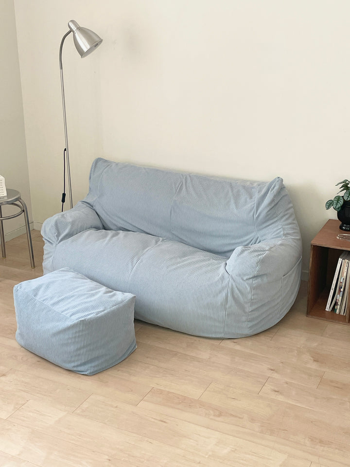 LOOSY 2人掛けビーズソファ 付替カバー Powder Blue｜2人用ソファ