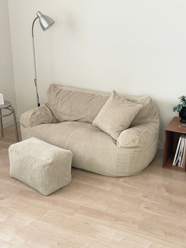 loosy2人掛けビーズソファ オットマン付き LOOSY 2人掛けビーズソファ Gray｜2人用ソファ おしゃれ 一人暮らし 二
