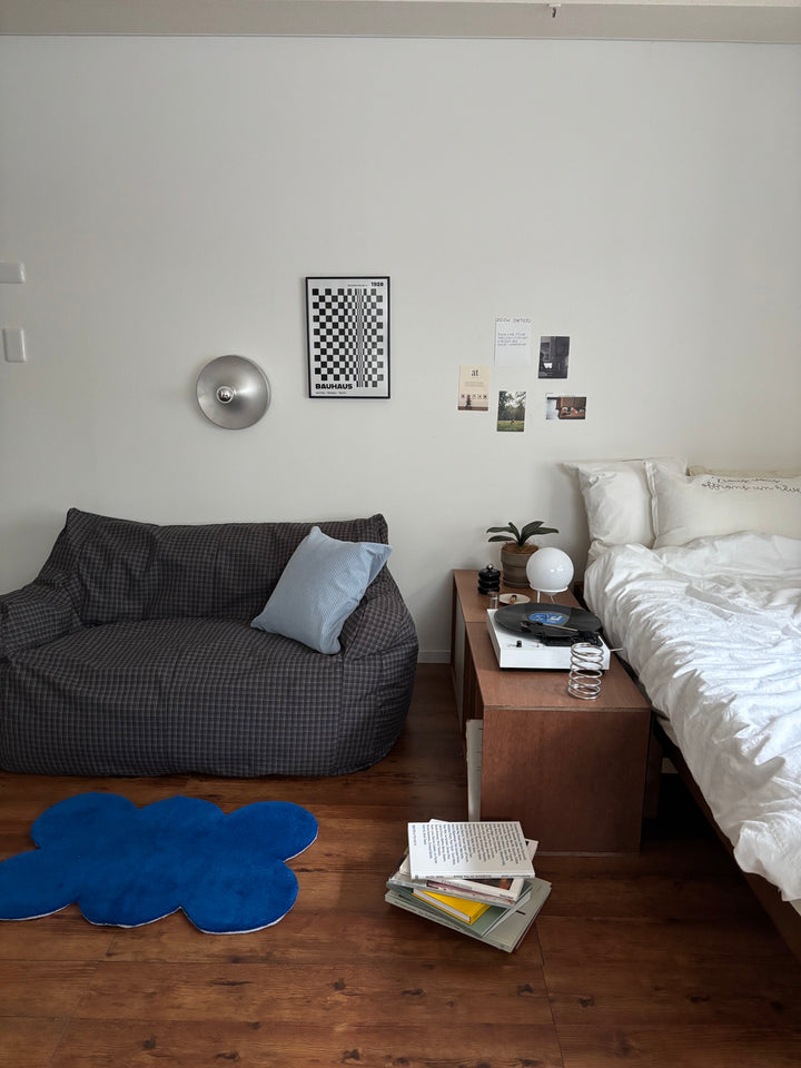 LOOSY 2人掛けビーズソファ Charcoal Check – Little Rooms