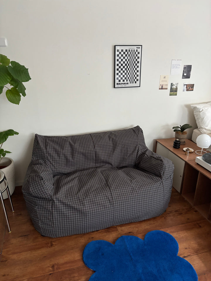 LOOSY 2人掛けビーズソファ Charcoal Check – Little Rooms