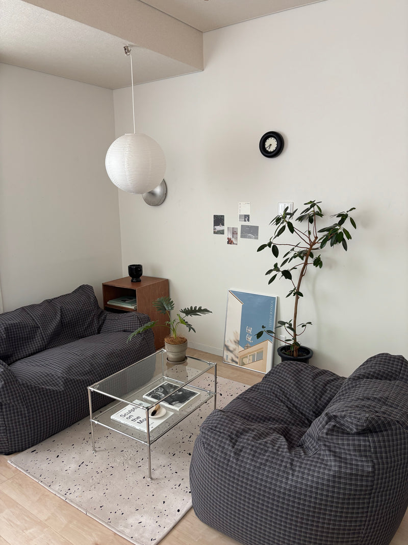 LOOSY 2人掛けビーズソファ 付替カバー Charcoal Check – Little Rooms LOOSY 2人掛けビーズソファ 付替カバー Charcoal Check – Little Rooms