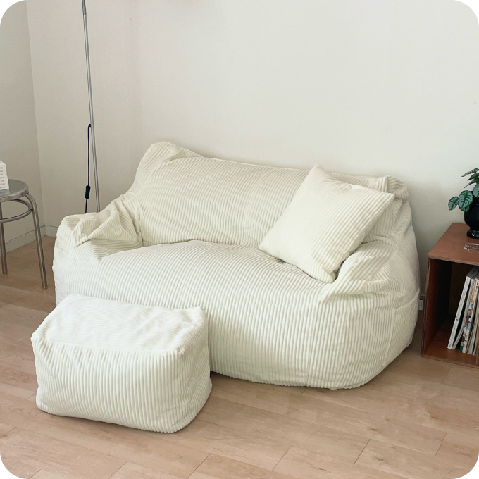 LOOSY 2人掛けビーズソファ 付替カバー Ivory|2人用ソファ おしゃれ LOOSY 2人掛けビーズソファ 付替カバー Ivory|2人用ソファ おしゃれ