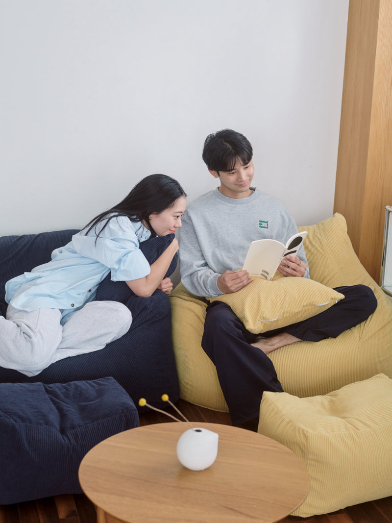 HUGME 1人掛けビーズソファ 付替カバー Soft Yellow