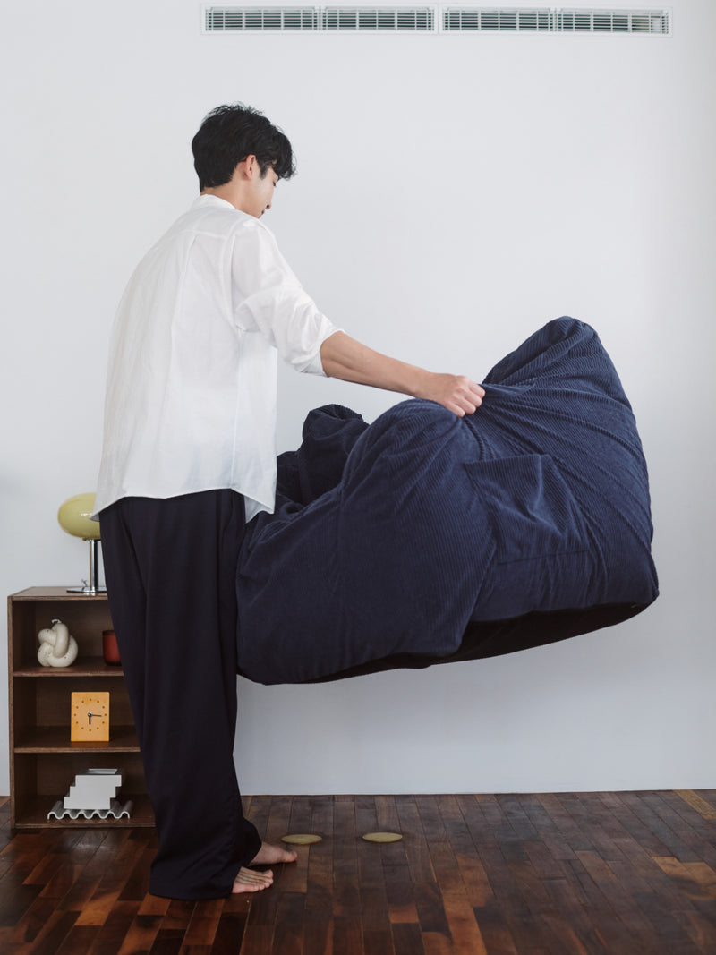 HUGME 2人掛けビーズソファ Dark Blue