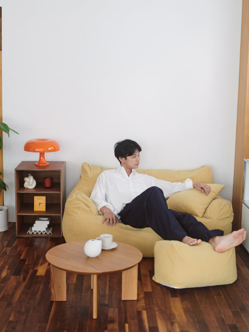 HUGME 2人掛けビーズソファ Soft Yellow