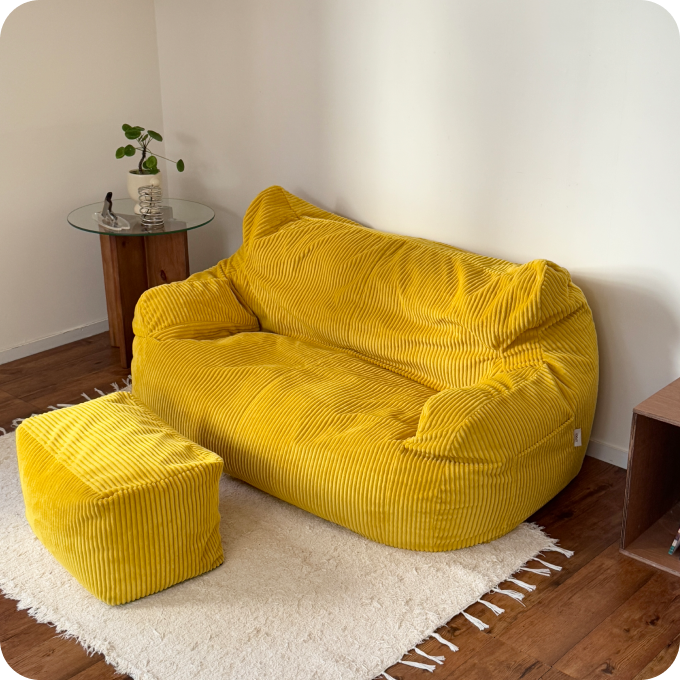 LOOSY 2人掛けビーズソファ Mustard|2人用ソファ おしゃれ 一人暮らし LOOSY 2人掛けビーズソファ Mustard|2人用ソファ おしゃれ 一人暮らし