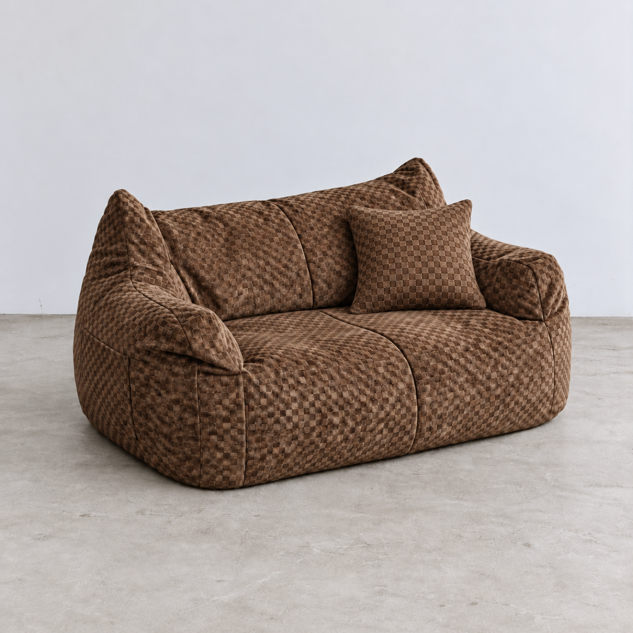SE-10356-LOOSY-LOOSY 2人掛けビーズソファ Check Chenille -Brown