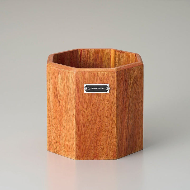 Timber 鉢カバー Pot Octagon｜八角形 ウォルナット 木製 植木鉢カバー