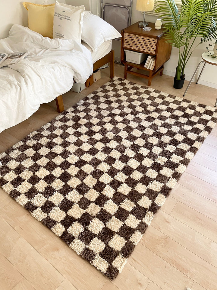 moroccan チェッカーラグ｜カーペット かわいい 韓国インテリア