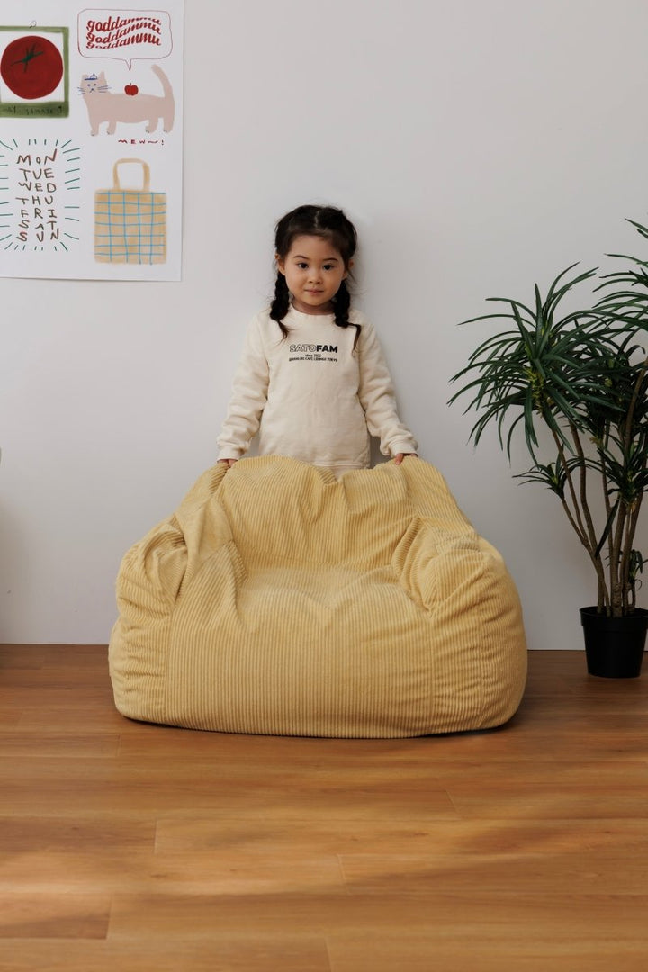 公式】LOOSY 1人掛けビーズソファ ミニ 付替カバー Soft Yellow｜1人用