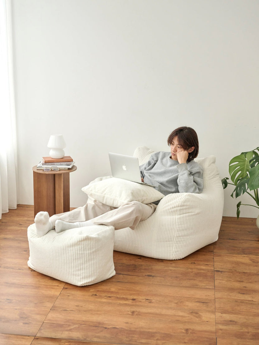 OR - 5635 - LOOSY - LOOSY ビーズオットマン IVORY