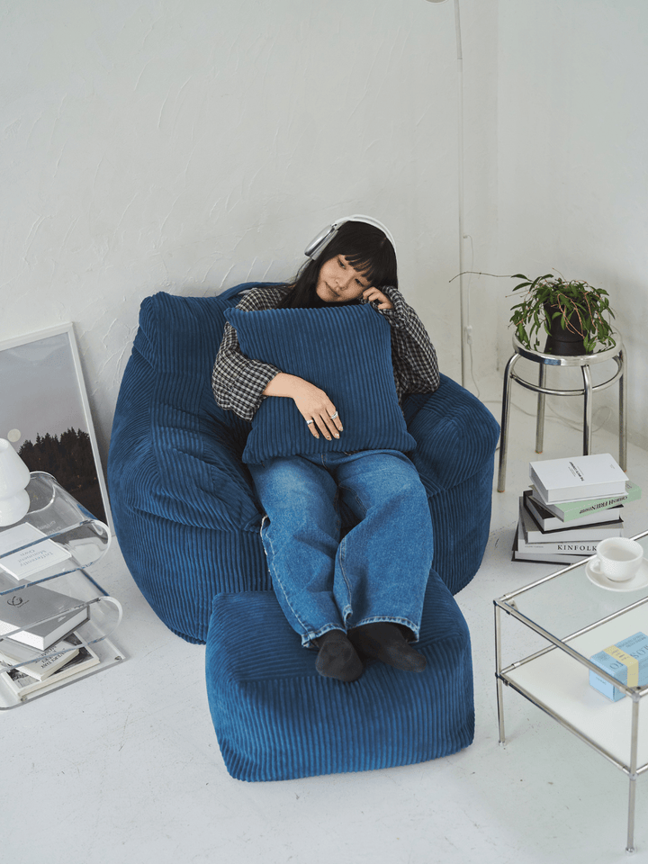LOOSY クッションカバー Navy｜洗濯可 おしゃれ 一人暮らし 二人暮らし