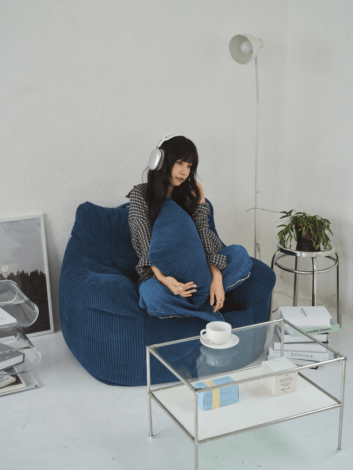 LOOSY クッションカバー Navy｜洗濯可 おしゃれ 一人暮らし 二人暮らし