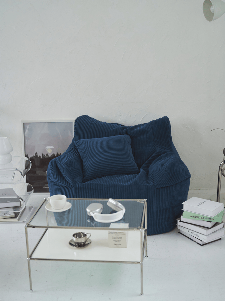 LOOSY ネイビー コーデュロイ クッションソファ LOOSY クッションカバー Navy｜洗濯可 おしゃれ 一人暮らし 二人暮らし