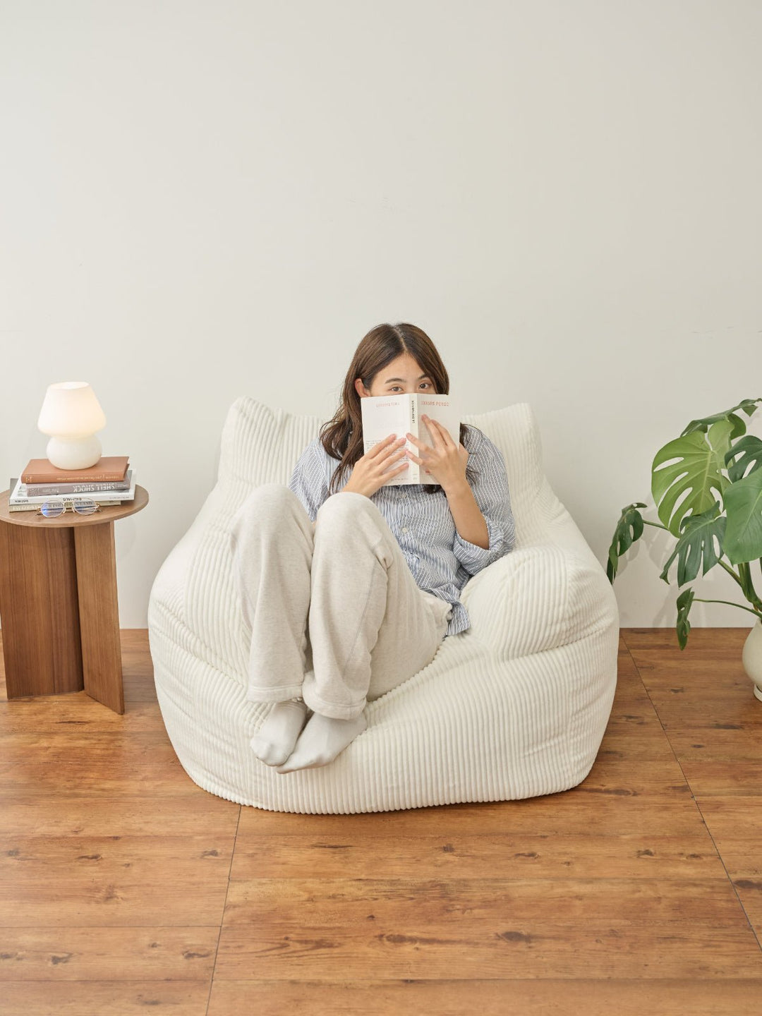 LOOSY 1人掛けビーズソファ 付替カバー Ivory｜1人用ソファ おしゃれ