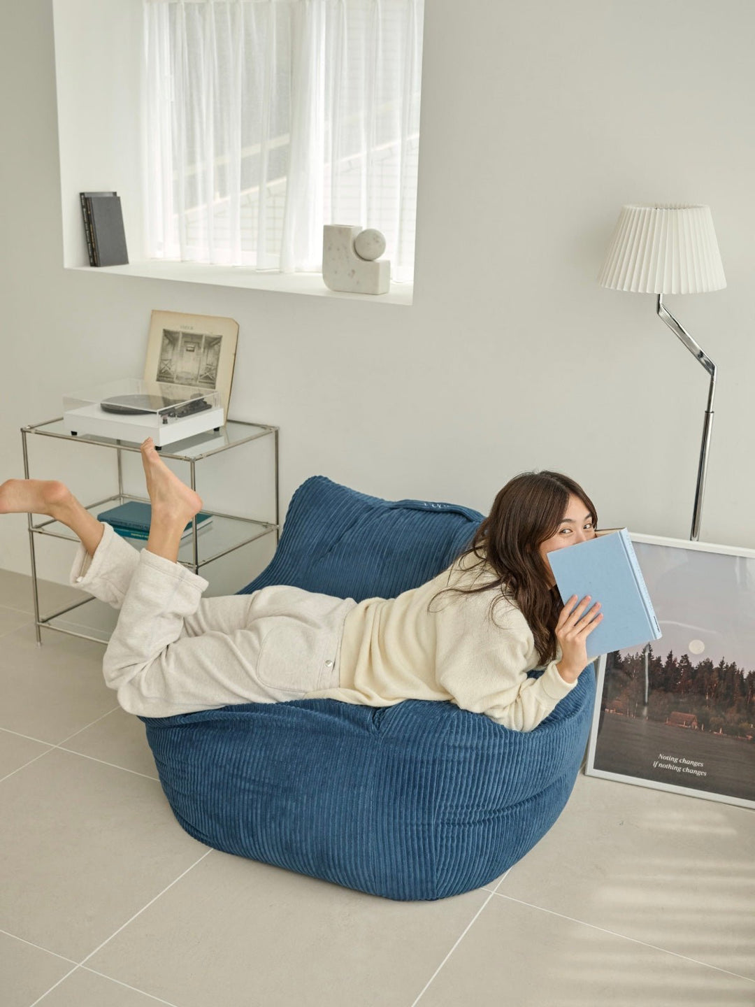 LOOSY 1人掛けビーズソファ 付替カバー Navy｜1人用ソファ おしゃれ