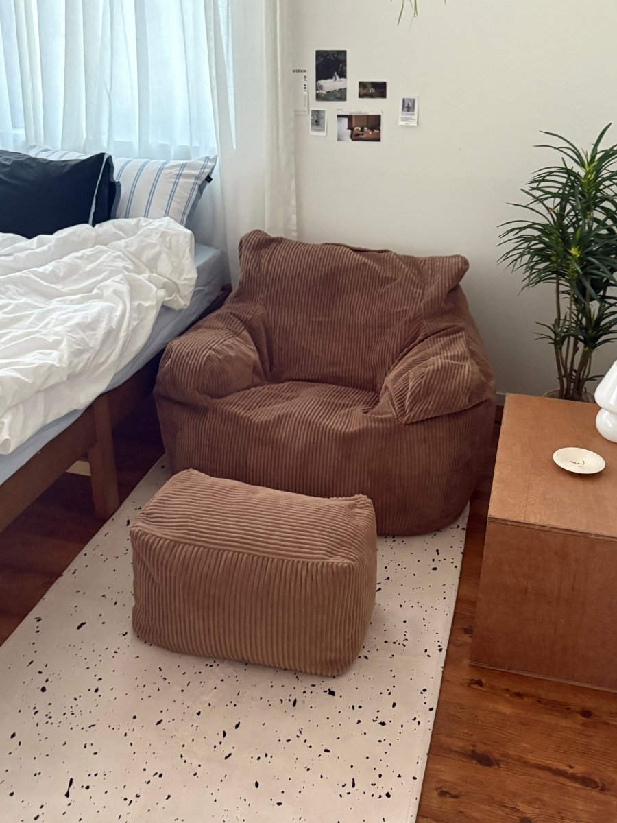 LOOSY ビーズクッションソファ ブラウン オットマン付き LOOSY ビーズオットマン Brown｜スツール おしゃれ 一人暮らし