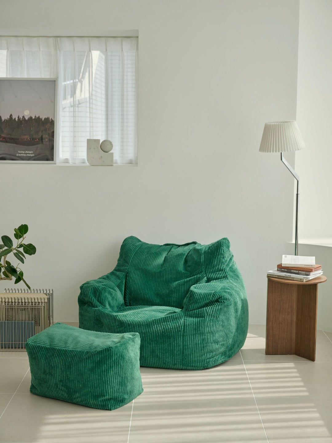 【カバーのみ】LOOSY 2人掛けビーズソファ+オットマン 付替カバーGreen LOOSY ビーズオットマン 付替カバー Green｜スツール おしゃれ