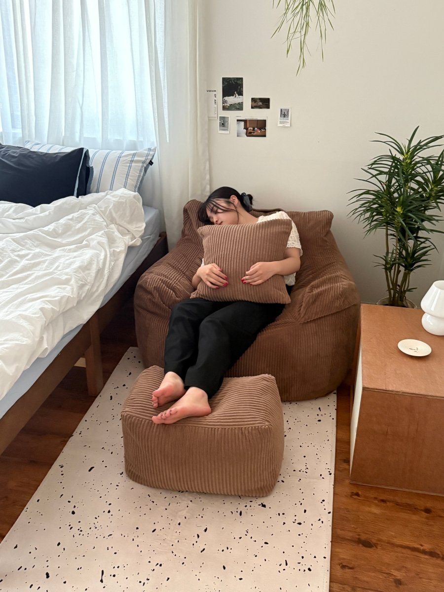 OR - 6492 - LOOSY - HUGME ビーズオットマン 付替カバー Brown