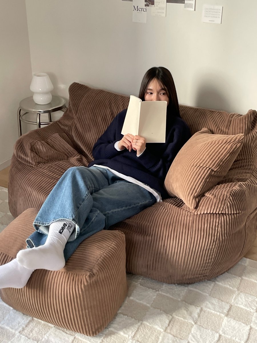 OR - 6492 - LOOSY - HUGME ビーズオットマン 付替カバー Brown