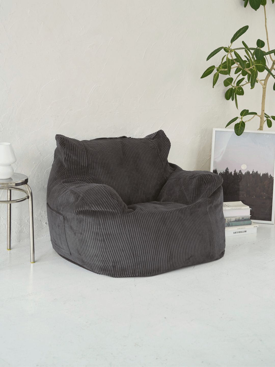 LOOSY グレー ビーズクッション ソファ 大きめ LOOSY 1人掛けビーズソファ Charcoal|1人用ソファ おしゃれ