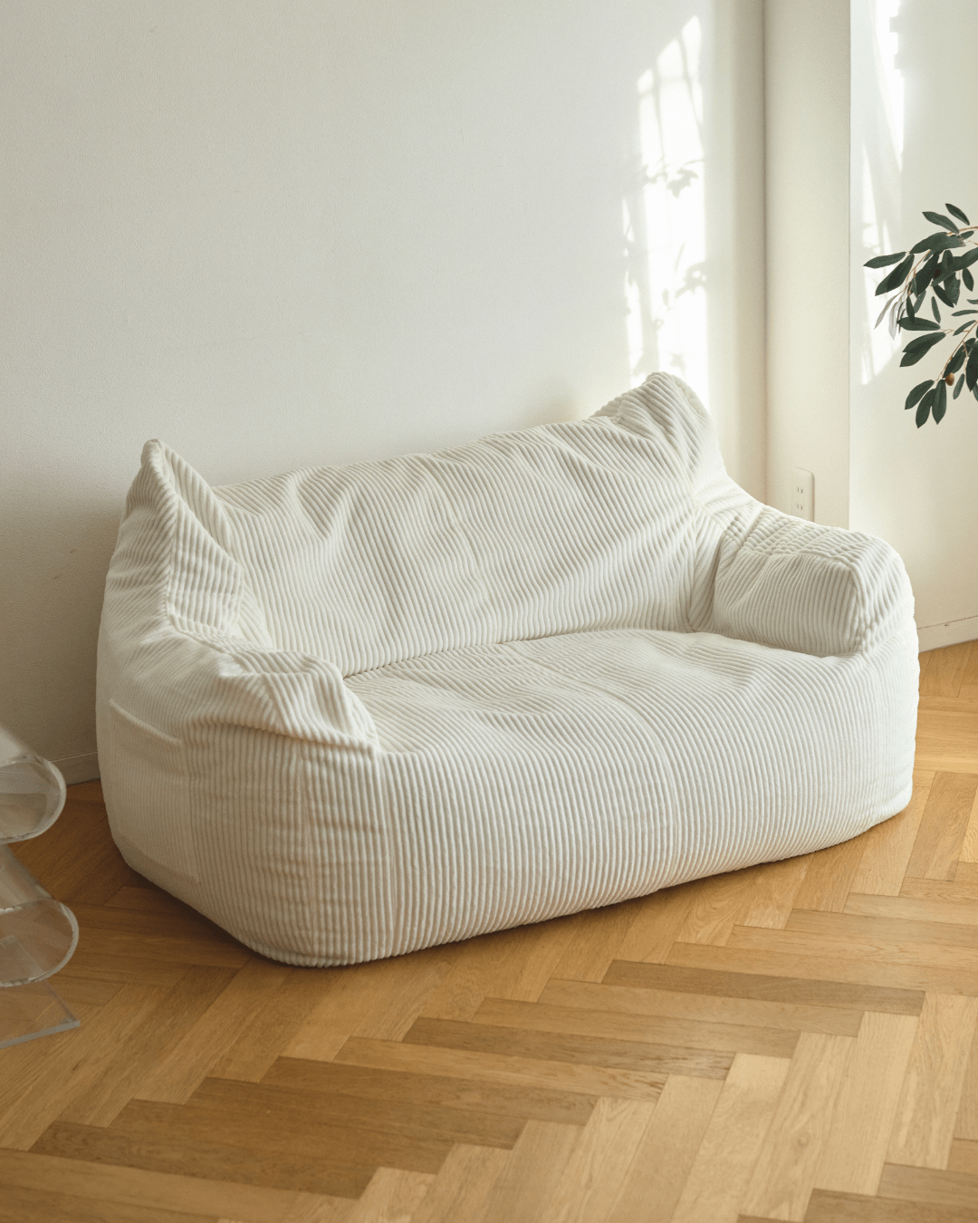 HUGME 2人掛けビーズソファ ivory 2人掛けソファ LOOSY 2人掛けビーズソファ 付替カバー Ivory|2人用ソファ