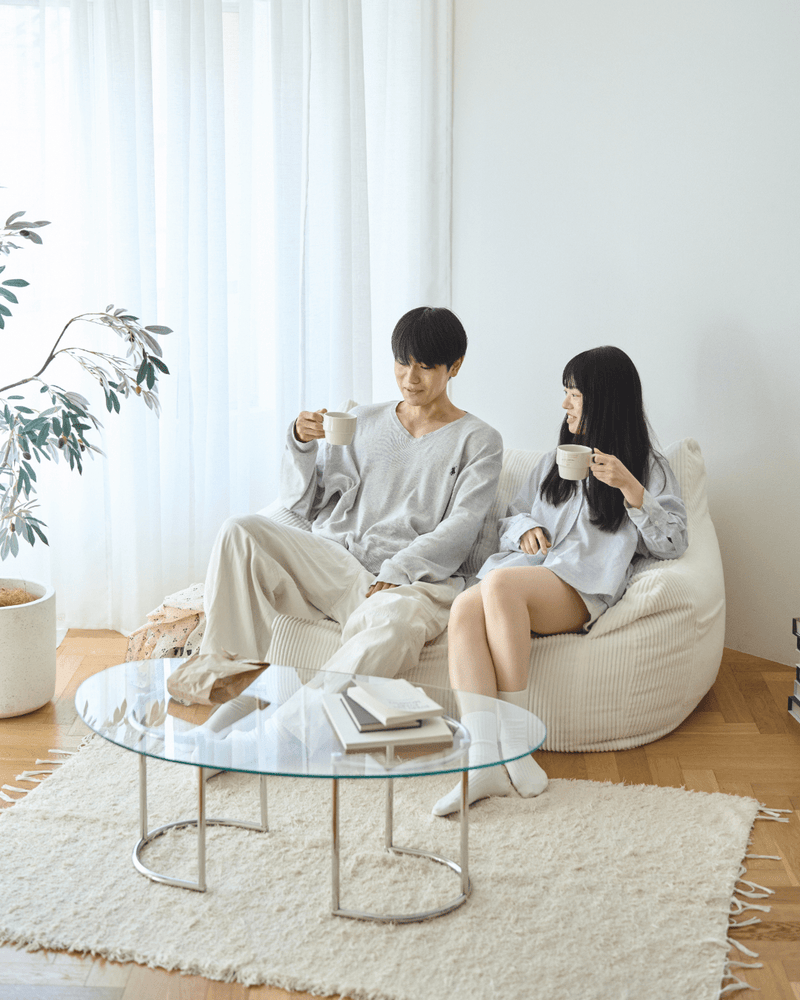 ambient lounge ビーズクッションソファ 二人掛け ライトグレー ambient lounge ビーズクッションソファ 二人掛けライトグレー
