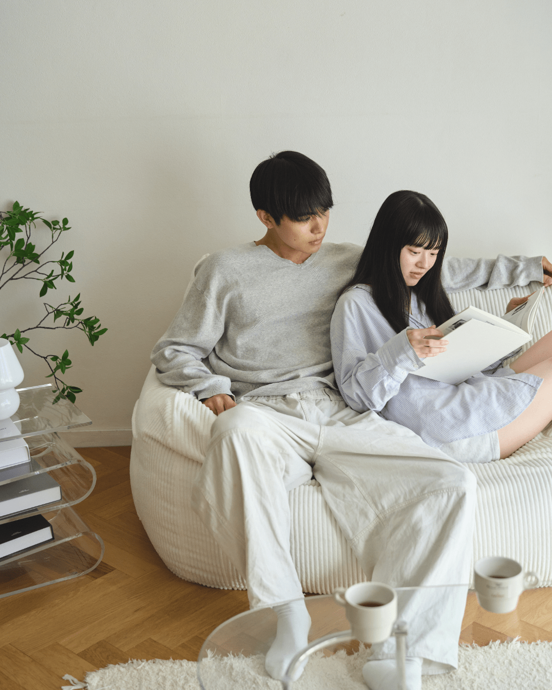 LOOSY 2人掛けビーズソファ Ivory｜2人用ソファ おしゃれ