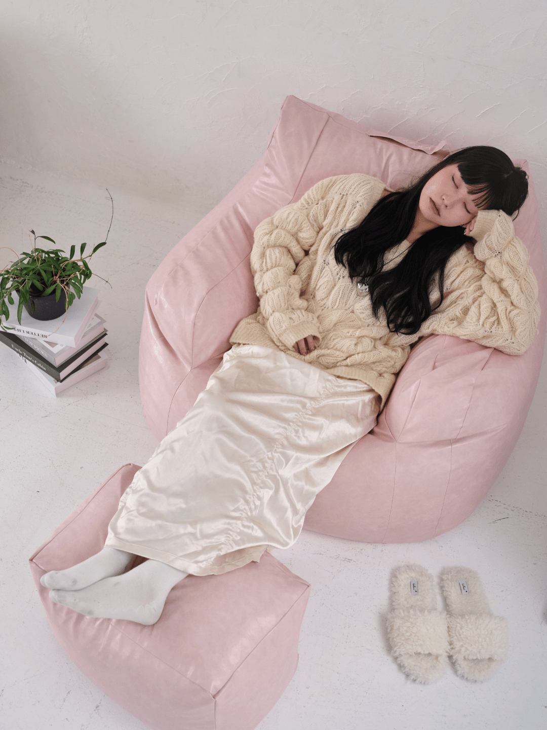 OR - 6721 - LOOSY - LOOSY ビーズオットマン PALE PINK