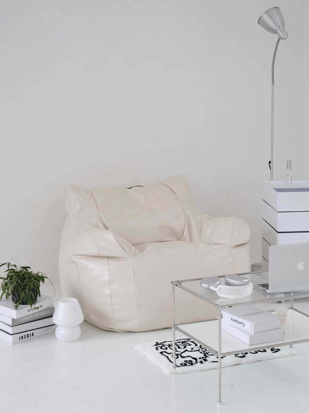 OR - 6723 - LOOSY - LOOSY ビーズオットマン CREAM