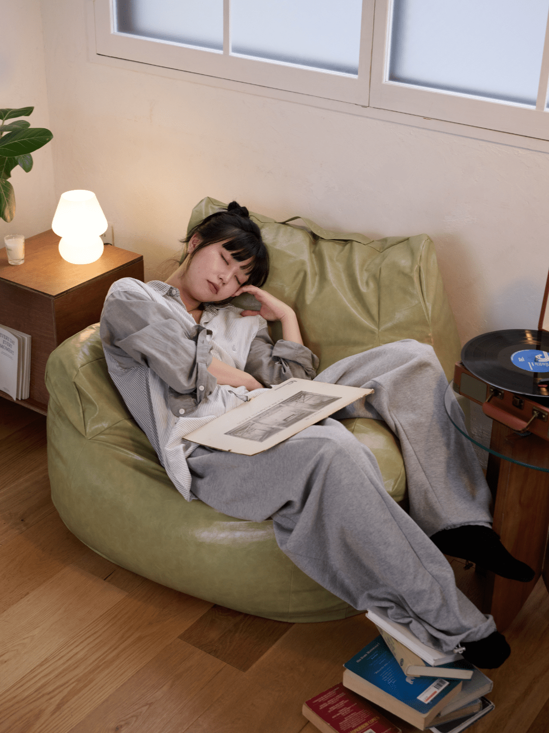 LOOSY HUGME 1人掛け ビーズソファ LOOSY 1人掛けビーズソファ Glossy Pistachio|1人用ソファ