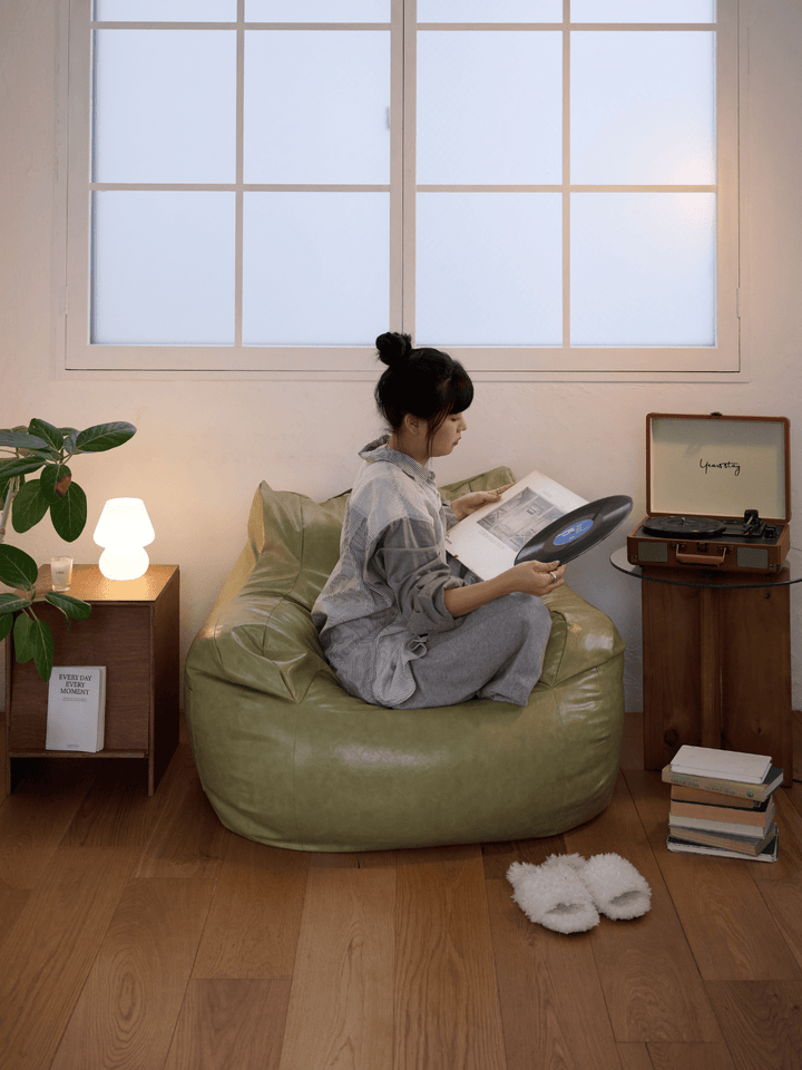 HUGME LOOSY 1人掛けビーズソファ Glossy Pistachio LOOSY 1人掛けビーズソファ Glossy Pistachio|1人用ソファ