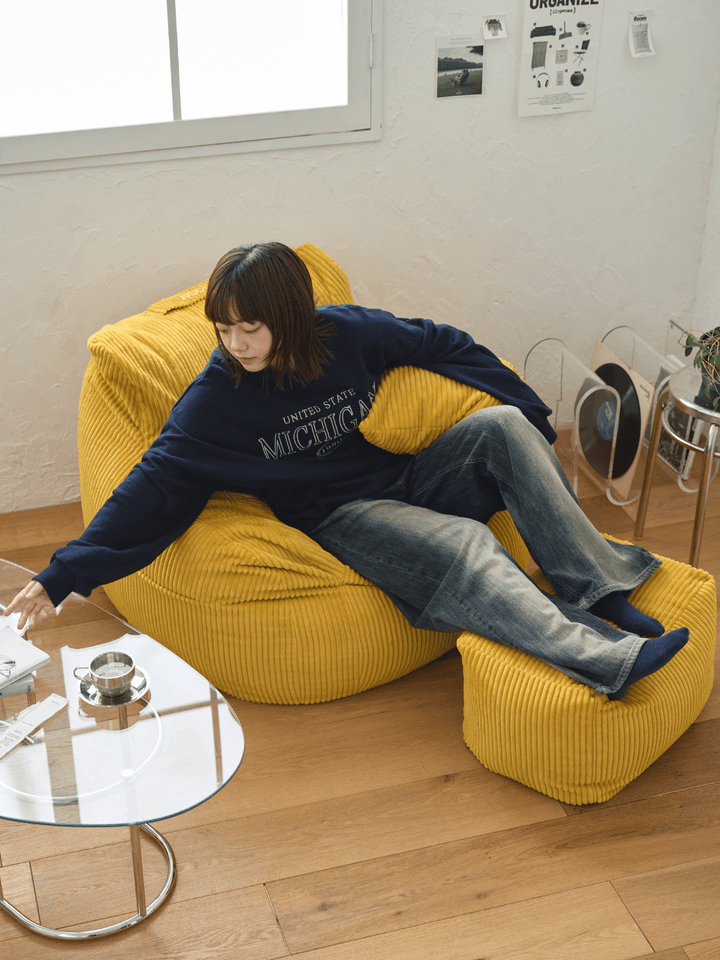 LOOSY ビーズオットマン Mustard｜スツール おしゃれ 一人暮らし 二人