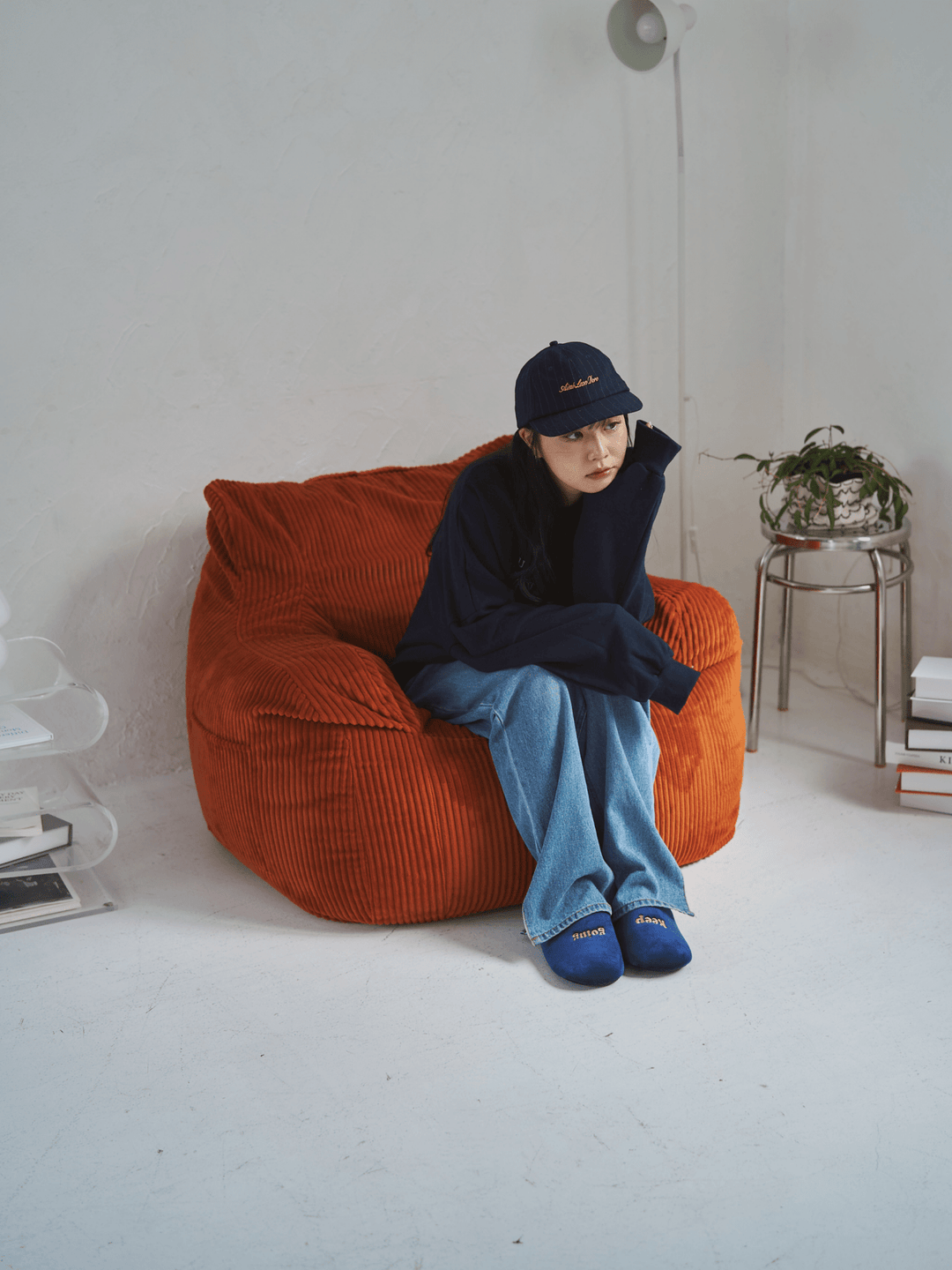 HUGME 1人掛けビーズソファ Blood Orange｜1人用ソファ おしゃれ