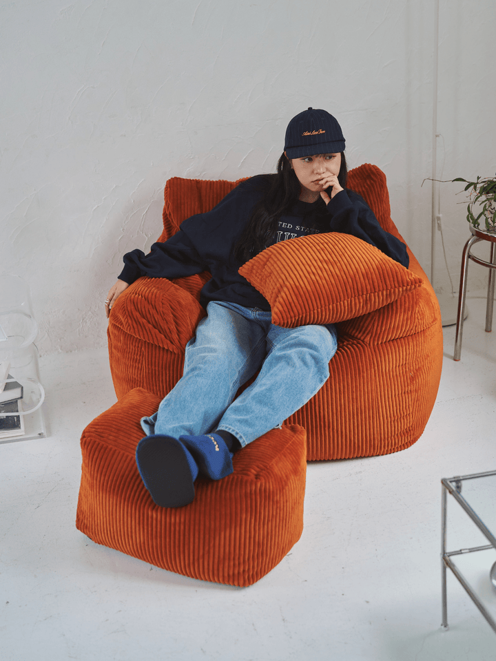 LOOSY ビーズオットマン Blood Orange｜スツール おしゃれ
