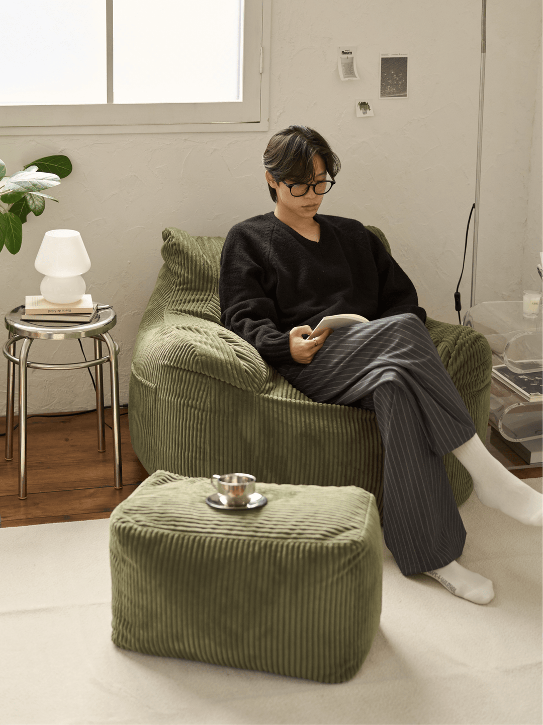 LOOSY 1人掛けビーズソファ Olive|1人用ソファ おしゃれ 一人暮らし LOOSY 1人掛けビーズソファ Olive|1人用ソファ おしゃれ 一人暮らし